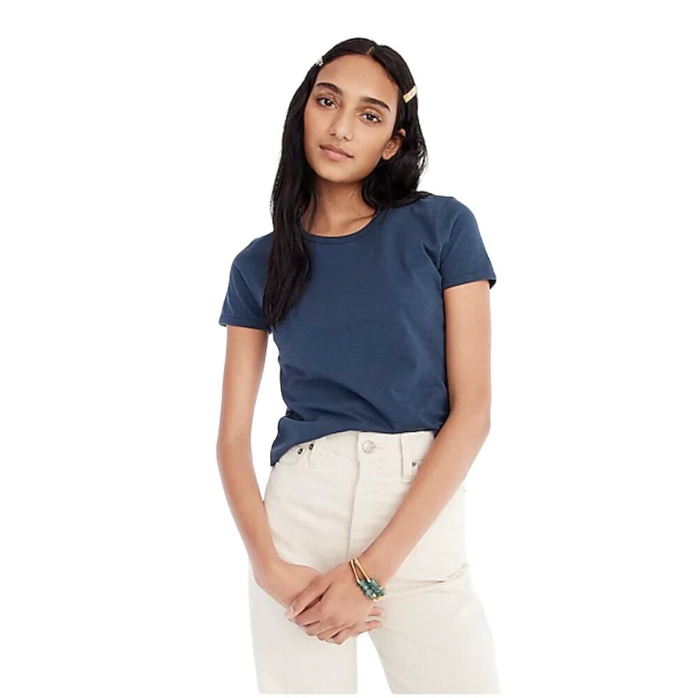 NWT J. Crew Midnight Navy Blue '90s Cropped Organic Slub Cotton T-Shirt - SIZE L - Picture 3 of 7